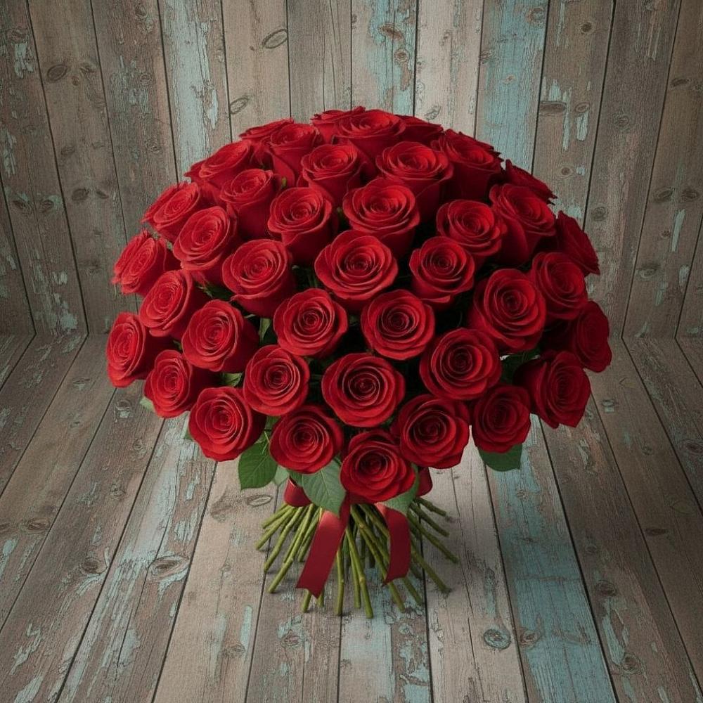 Букет 55 Красных роз Фридом в Хомутовке
