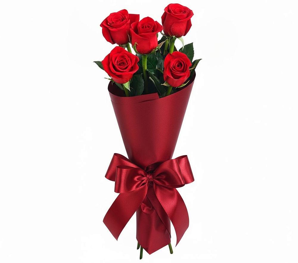 Букет 5 Красных роз Эдлесс Лав в Хомутовке