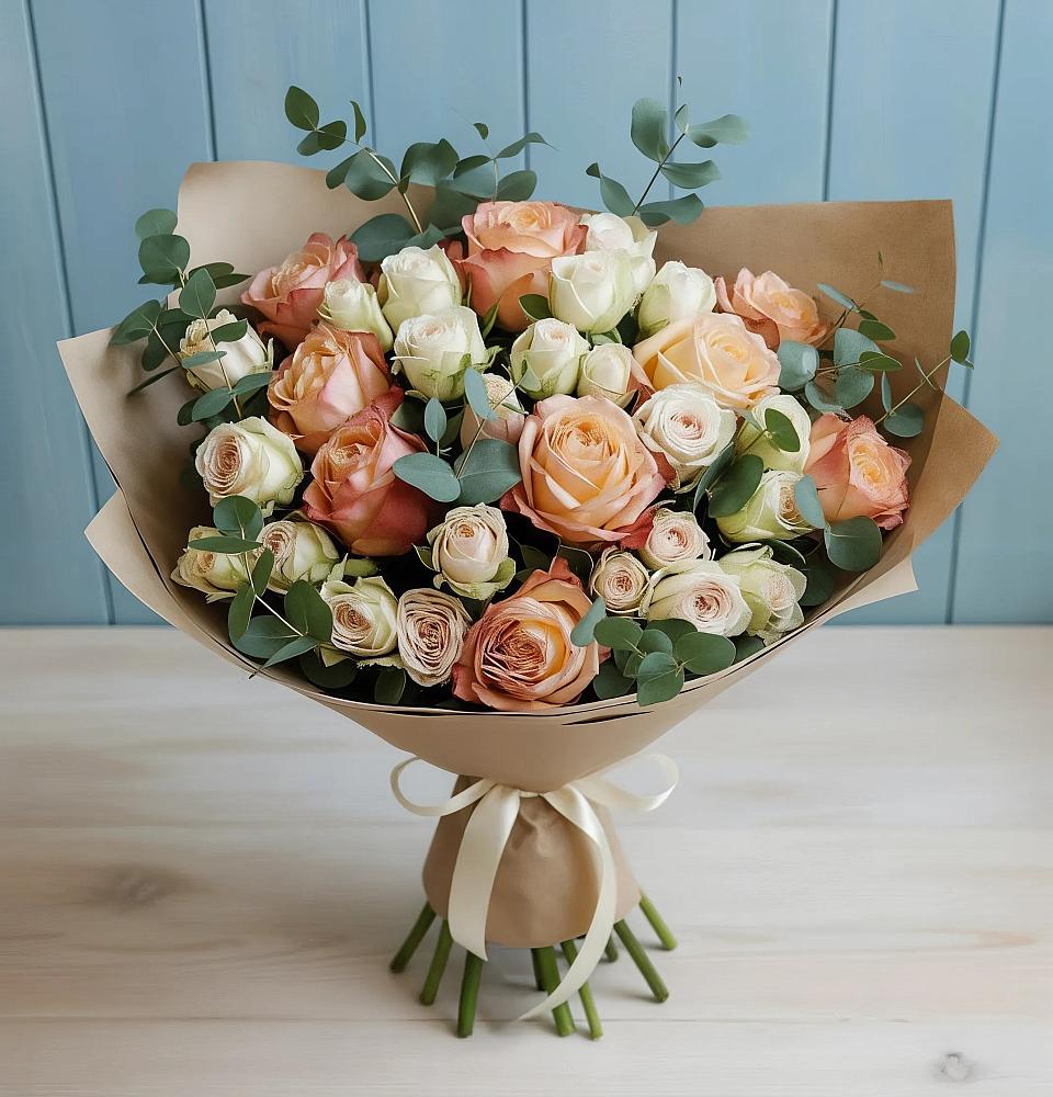 Букет цветов из: Альстромерии и Розы в Хомутовке