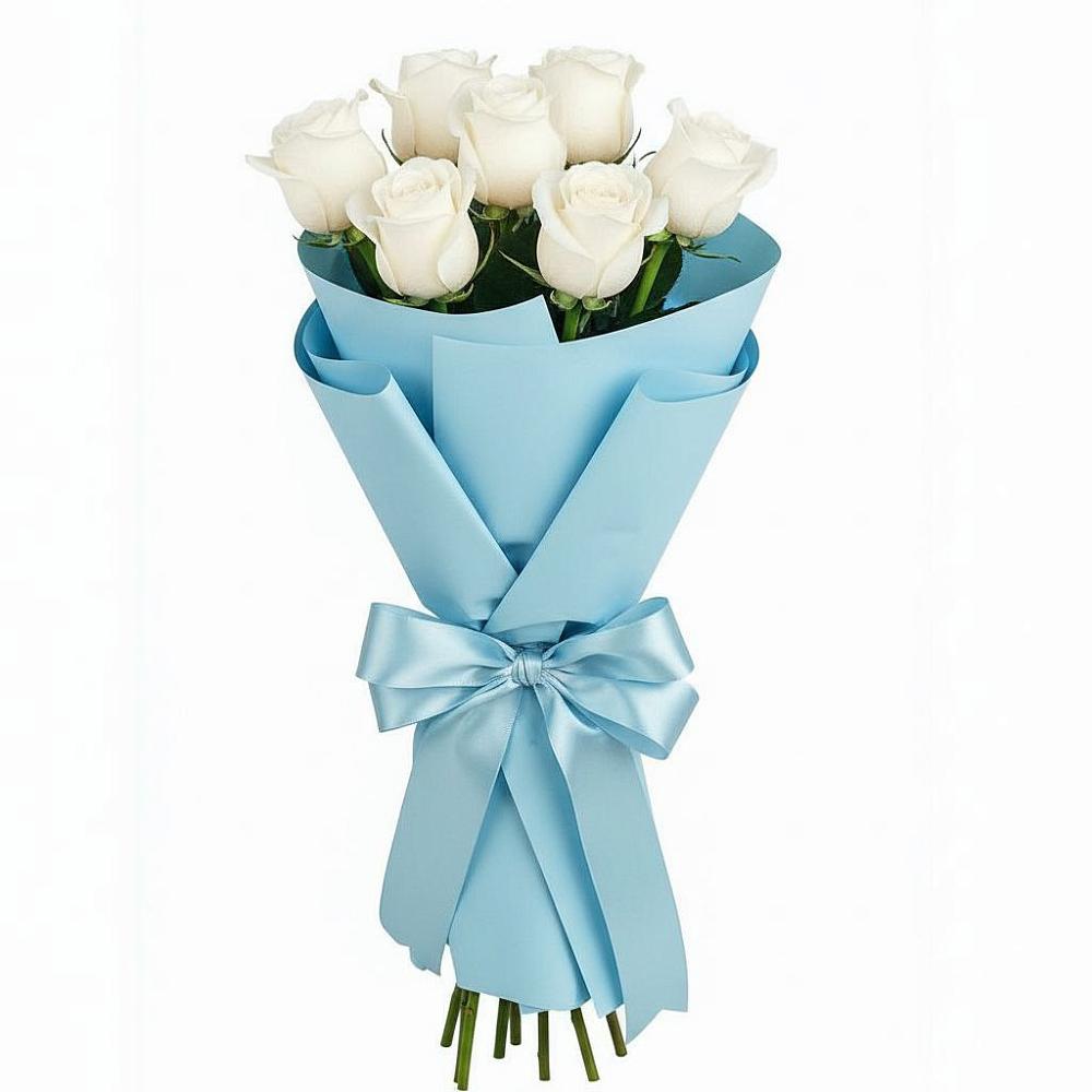 Букет 7 белых роз Проуд в Хомутовке