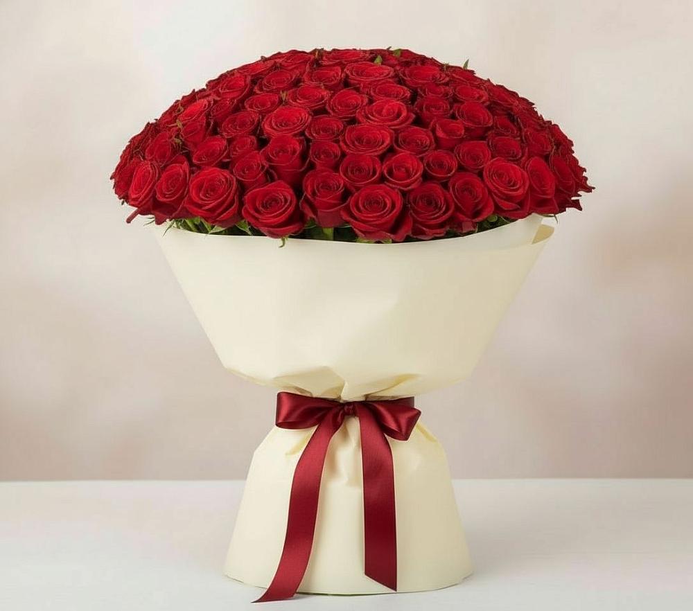 Букет 101 Красная роза Милано в Хомутовке