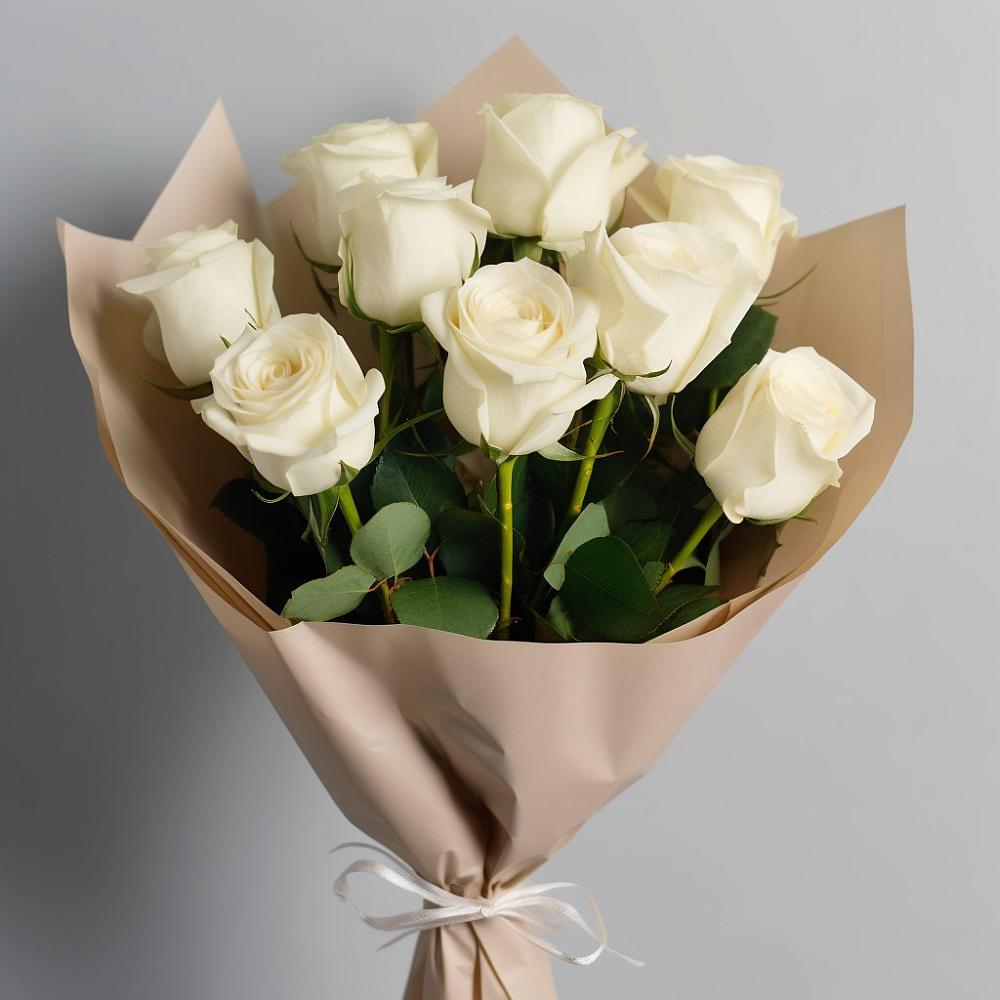 Букет 9 Белых роз Эдлесс Лав в Хомутовке