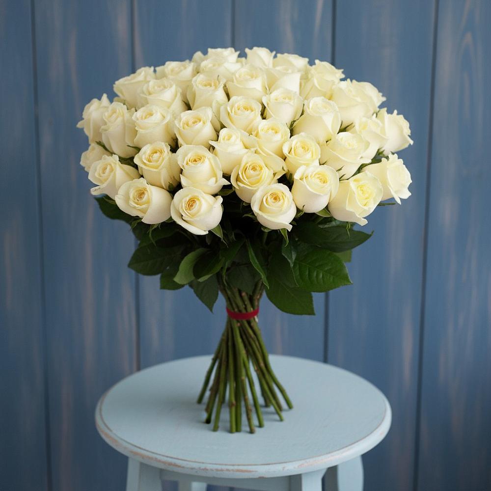 Букет 51 Белая роза Эдлесс Лав в Хомутовке