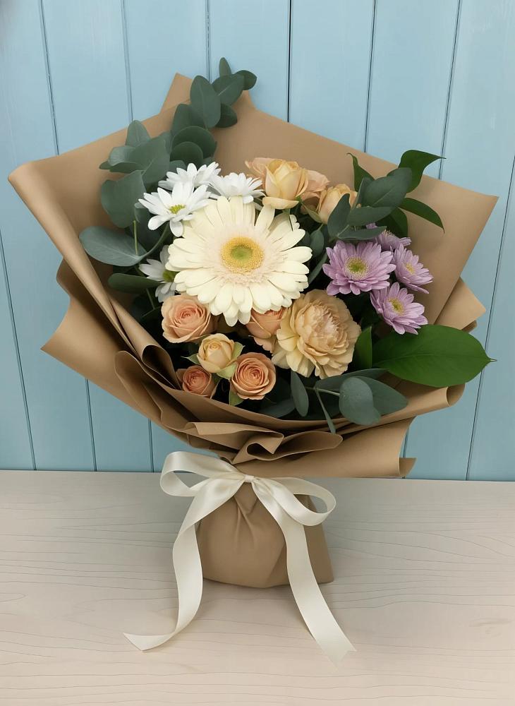 Букет цветов из: Герберы и Хризантемы в Хомутовке