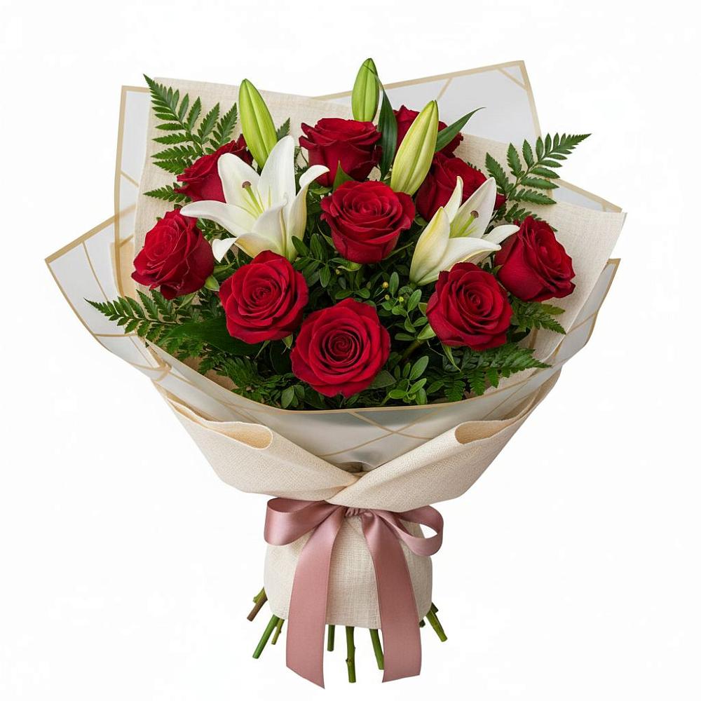 Букет цветов из: Лилии и Розы в Хомутовке