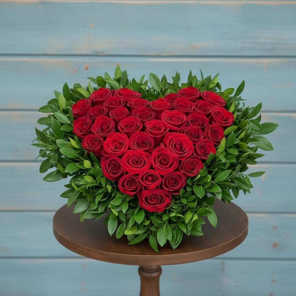 Цветочная композиция из Розы в виде сердца в Хомутовке