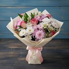 Букет цветов из:  Хризантемы, Альстромерии и Розы #REPLACE_PRED# Хомутовке