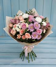 Букет цветов из:  Хризантемы, Розы и Альстромерии в Хомутовке