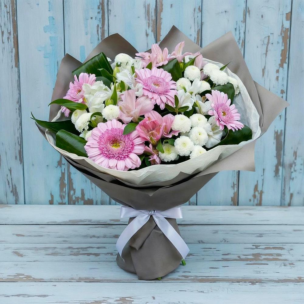 Букет цветов из: Герберы, Альстромерии и Хризантемы в Хомутовке