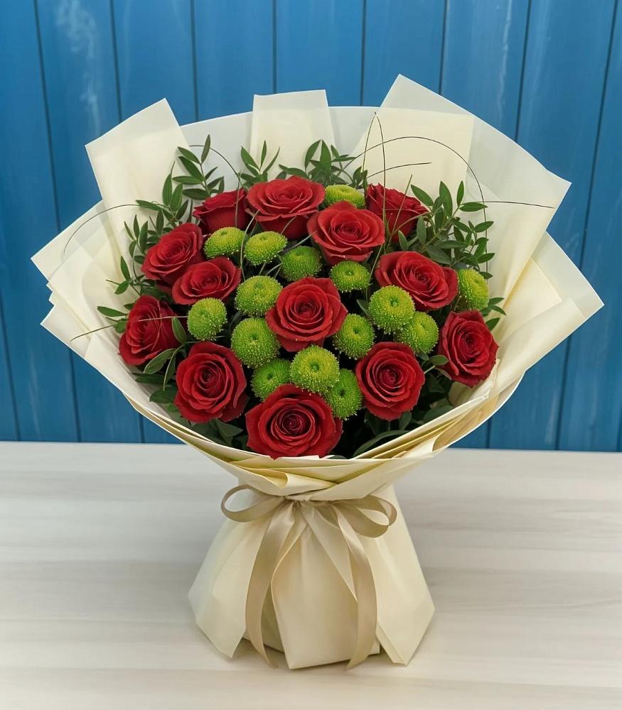 Букет цветов из: Розы и Хризантемы в Хомутовке